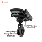 TANTRA S33C Phone Holder with Charger for Motorcycle | Scooter Mobile Phone Holder Mount | Fast USB QC 3.0 Charger & SAE Pin | with 360° Rotation for Maps and GPS Navigation(M8C Black)