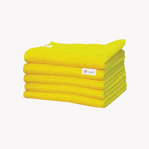 TANTRA Microfiber Towel Cleaning Cloth (40 x 40cms 350gsm) (Tangy Yellow, 5)