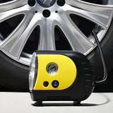 TANTRA MTS-27 Car Tire Inflator Portable Air Compressor, 12V DC 150PSI Tyre Pump with Analogue Pressure Gauge and LED Light (Yellow)