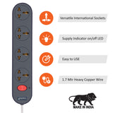 TANTRA Multi Purpose 4 + 1 Power Strip with Master Switch, Indicator, 10V Heavy Duty 6A Four-Way 240 Volts Extension Board and Copper Wire -1.7 Metre