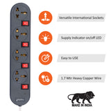 TANTRA Multi Purpose 4 + 4 Power Strip with 4 Switches, Indicator, 10V Heavy Duty 6A Four-Way 240 Volts Extension Board and Copper Wire -1.7 Metre