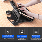 TANTRA Laptop Stand Adjustable Ventilated Ergonomic, Portable Tablet Stand Foldable, Desktop Holder (Black)