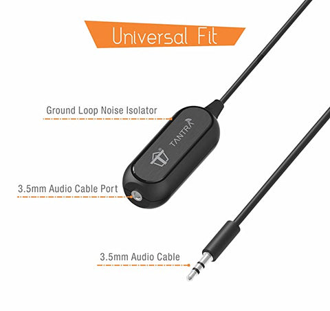 Tantra Ground Loop Noise Isolator for Car/Home Stereo With 3.5MM Aux Cable (Black)